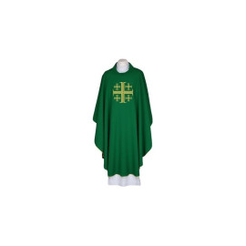 Chasuble brodée verte - Croix de Jérusalem (85)