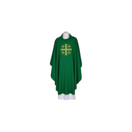 Chasuble brodée verte - Croix de Jérusalem (85)