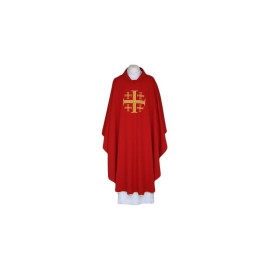 Chasuble rouge brodée - Croix de Jérusalem (86)