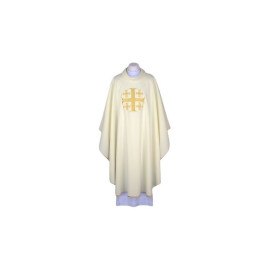Chasuble brodée écrue - Croix de Jérusalem (87)