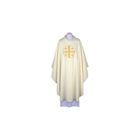 Chasuble brodée écrue - Croix de Jérusalem (87)