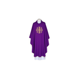 Chasuble brodée violet - Croix de Jérusalem (88)