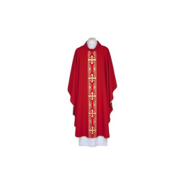 Chasuble rouge avec ceinture décorative tissée (89)