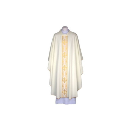 Chasuble écrue avec ceinture décorative tissée (90)