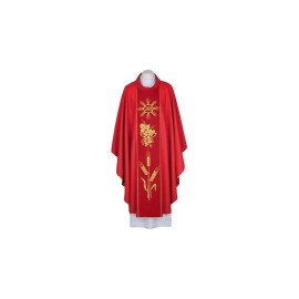 Chasuble rouge avec IHS - ceinture décorative tissée (93)