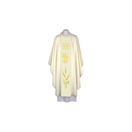 Chasuble écrue avec IHS - ceinture décorative tissée (93)
