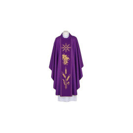 Chasuble violette avec IHS - ceinture décorative tissée (94)