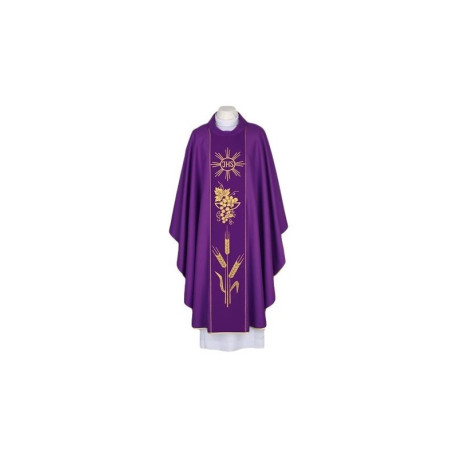 Chasuble violette avec IHS - ceinture décorative tissée (94)