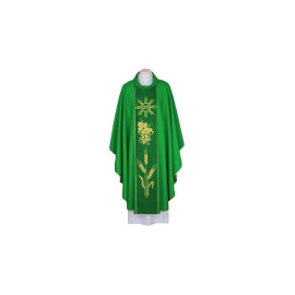 Chasuble verte avec IHS - ceinture décorative tissée (95)