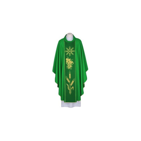 Chasuble verte avec IHS - ceinture décorative tissée (95)