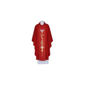 Chasuble rouge avec symbolisme du Saint-Esprit - ceinture tissée (97)