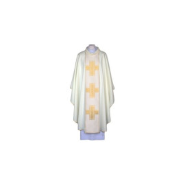 Chasuble écrue, ceinture tissée - Croix (102)