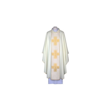 Chasuble écrue, ceinture tissée - Croix (102)
