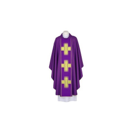 Chasuble violette, ceinture tissée - Croix (103)
