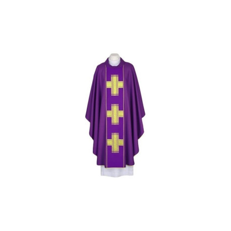 Chasuble violette, ceinture tissée - Croix (103)
