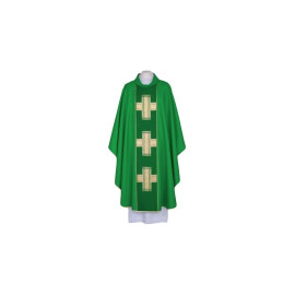 Chasuble verte, ceinture tissée - Croix (104)