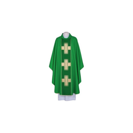 Chasuble verte, ceinture tissée - Croix (104)