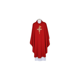 Chasuble rouge, ceinture brodée - Croix (106)