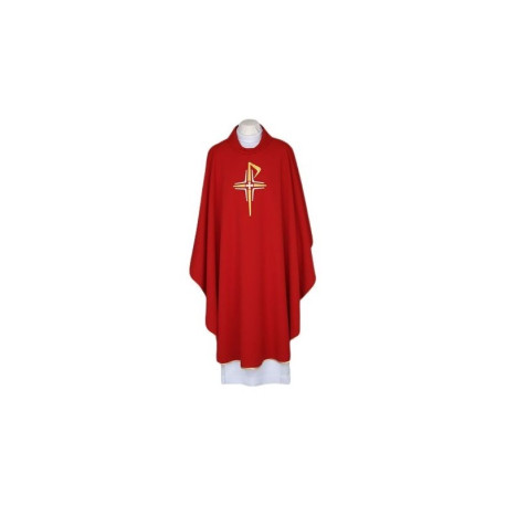 Chasuble rouge, ceinture brodée - Croix (106)
