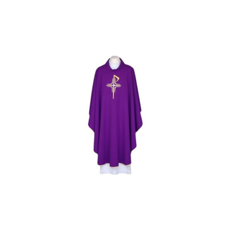Chasuble violette, ceinture brodée - Croix (108)