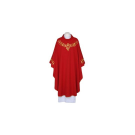 Chasuble rouge, ceinture brodée - IHS (110)