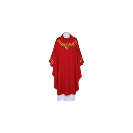 Chasuble rouge, ceinture brodée - IHS (110)