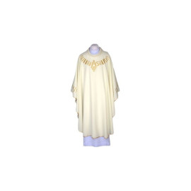 Chasuble écrue, ceinture brodée - IHS (111)