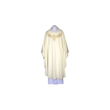 Chasuble écrue, ceinture brodée - IHS (111)