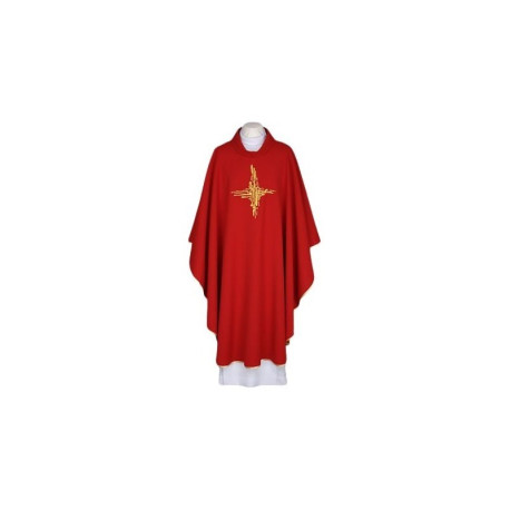 Chasuble rouge, ceinture brodée - Croix (114)