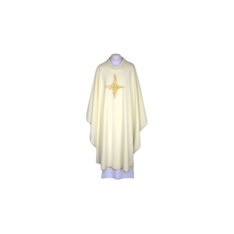 Chasuble écrue, ceinture brodée - Croix (115)