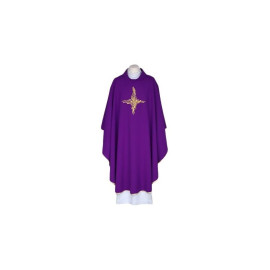 Chasuble violette, ceinture brodée - Croix (116)