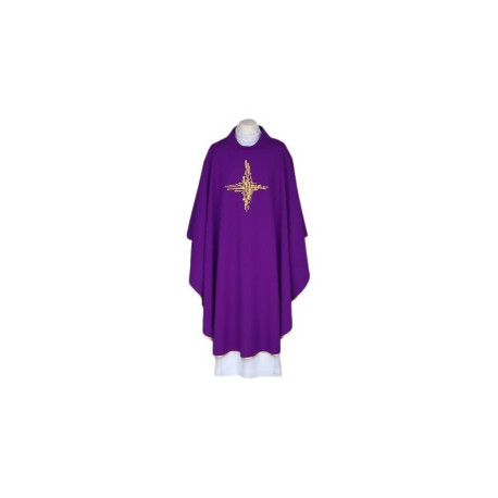 Chasuble violette, ceinture brodée - Croix (116)