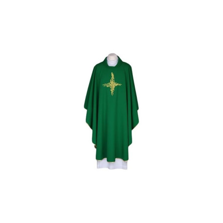Chasuble verte, ceinture brodée - Croix (117)
