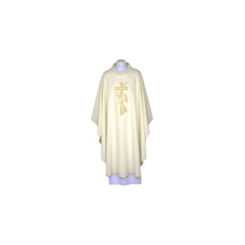 Chasuble écrue, ceinture brodée - Croix, oreilles (119)