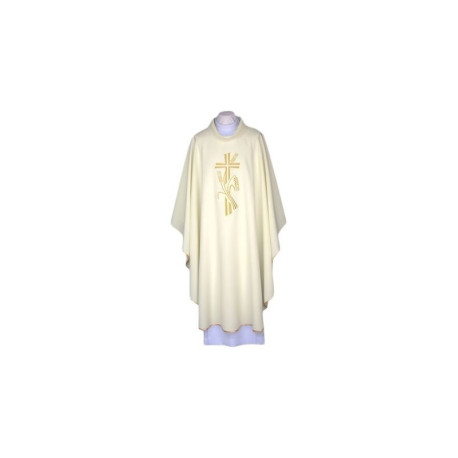 Chasuble écrue, ceinture brodée - Croix, oreilles (119)