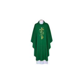 Chasuble verte, ceinture brodée - Croix, oreilles (121)