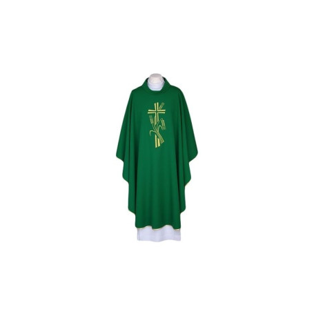 Chasuble verte, ceinture brodée - Croix, oreilles (121)