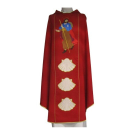 Chasuble rouge brodée - Saint Jacques (2)
