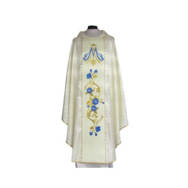 Chasuble mariale avec ceinture brodée, tissu à rosettes (67)