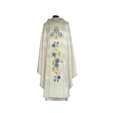 Chasuble mariale avec ceinture brodée, tissu à rosettes (67)