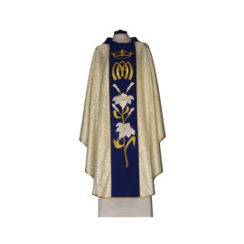 Chasuble mariale avec ceinture brodée, tissu à rosettes (70)