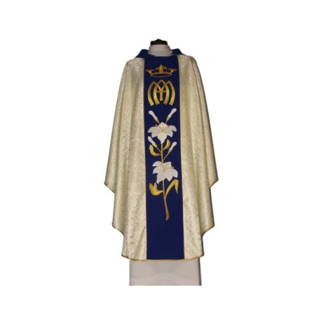 Chasuble mariale avec ceinture brodée, tissu à rosettes (70)