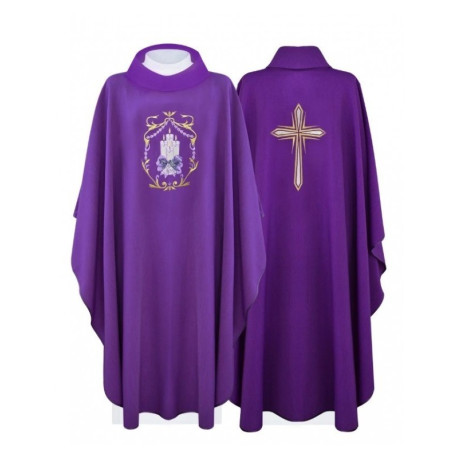 Chasuble de l'Avent brodée - symbolisme des 4 bougies