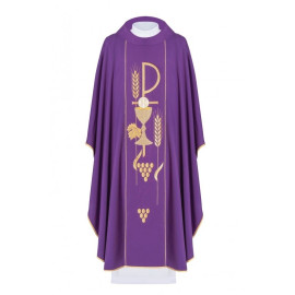 Chasuble brodée du symbole du calice - violet (H3)