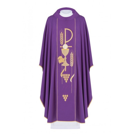 Chasuble brodée du symbole du calice - violet (H3)