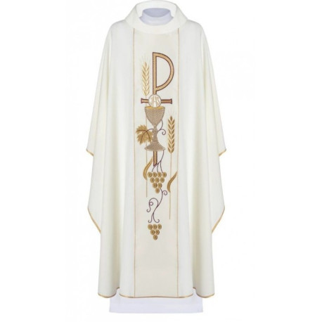 Chasuble brodée avec le symbole du calice - écru (H4)