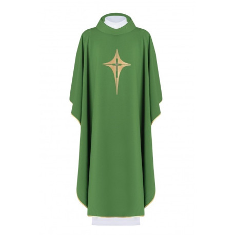 Chasuble brodée avec le symbole de la Croix - vert (H2)