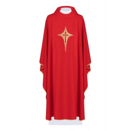 Chasuble brodée du symbole de la Croix - rouge (H2)