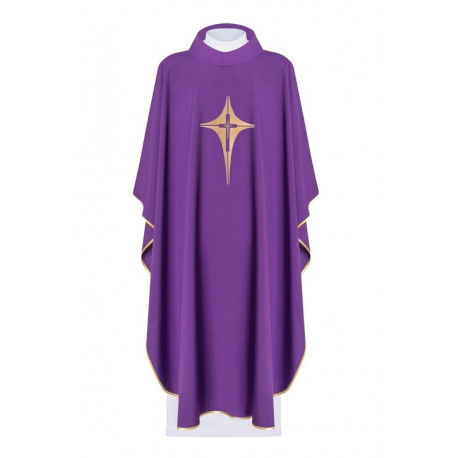 Chasuble brodée du symbole de la Croix - violet (H2)