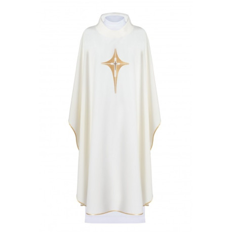Chasuble brodée du symbole de la Croix - écru (H2)